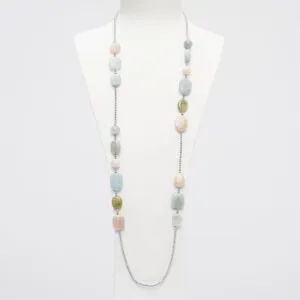 Collana lunga in Morganite, Eliodoro ed Acquamarina