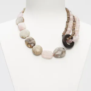 Girocollo in Morganite, Legno Fossile ed Ebano