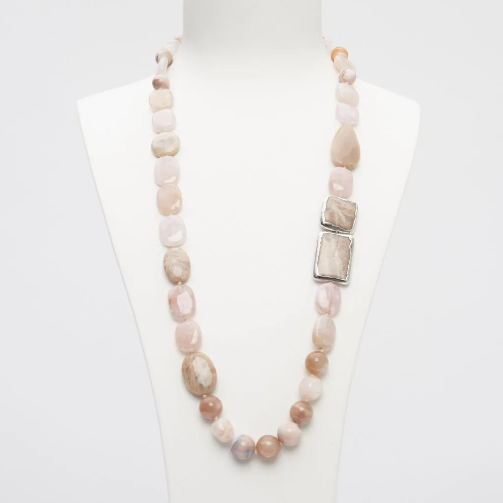 Ketting van Morganiet en roze maansteen