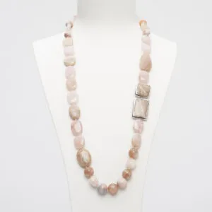 Collana in Morganite e Pietra di Luna Rosa