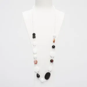 Collana Media in Agata Bianca, Occhio di Bue ed Ebano