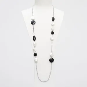 Collana lunga in Agata Nera, Perle ed Ematite