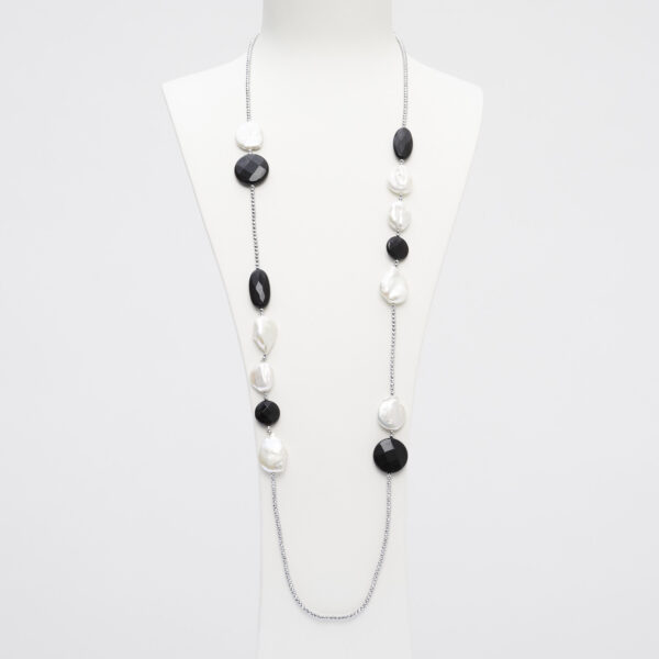 Collana lunga in Agata Nera, Perle ed Ematite