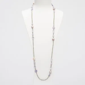 Collana in Ametista e perle rosate, con Ematite