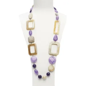 Collana rilegata in Ametista e Corallo Fossile con Corno