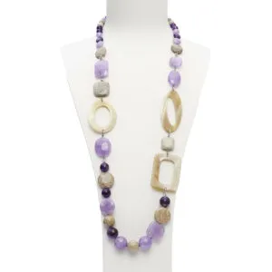 Collana rilegata in Ametista e Corallo Fossile con Corno