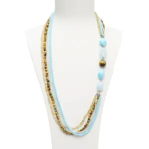 Collana lunga in Pasta di Turchese, Citrino e Golden Eye