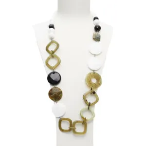 Collana rilegata in Agata Bianca, Agata Nera e Grossularia