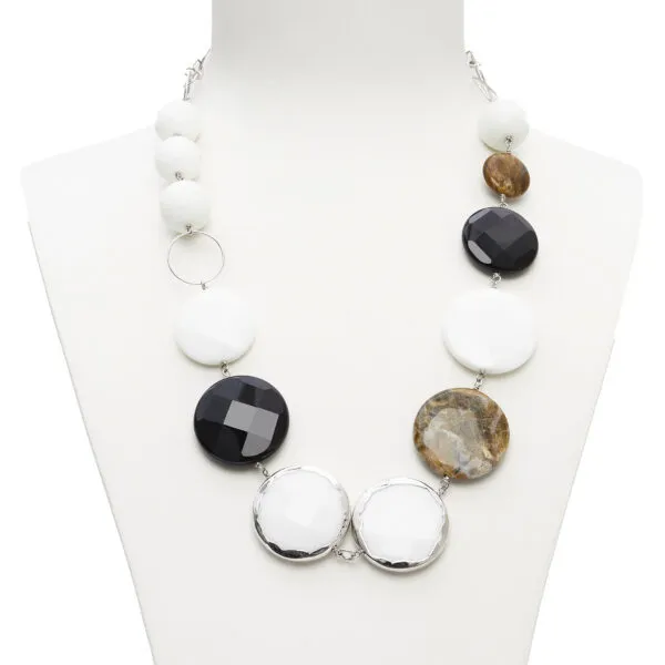 Collana rilegata in Agata Bianca, Agata Nera e Grossularia