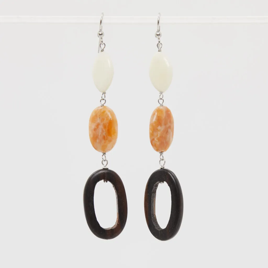 Orecchini in Aragonite e Forme in Ebano