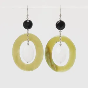 Orecchini in Corno con Agata Nera ed Agata Bianca