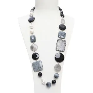 Collana in Quarzo Grigio, Occhio di Gatto, ed Agata Nera