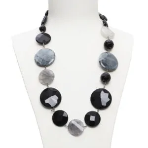 Collana in Quarzo Grigio, Agata Nera ed Occhio di Gatto
