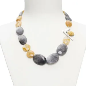 Collana in Quarzo Grigio e Quarzo Ematoide Giallo