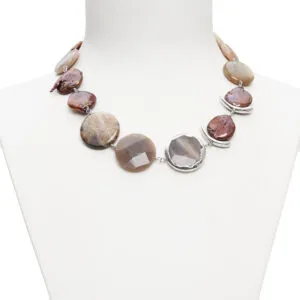 Collana in Pietra di Luna e Perle Piatte