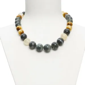 Collana corta in Golden Eye ed Agata Salvia