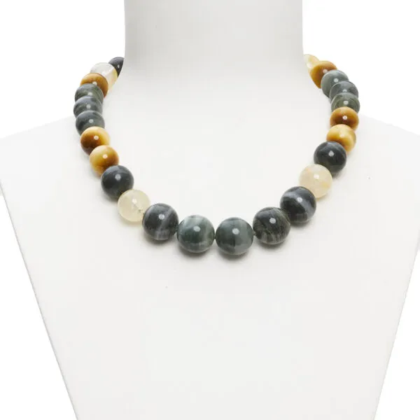 Collana corta in Golden Eye ed Agata Salvia