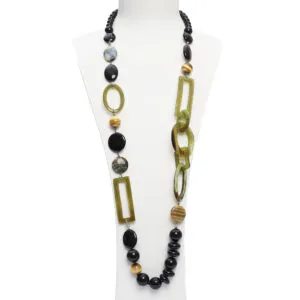 Collana in Occhio di Falco ed Agata Nera, con Corno