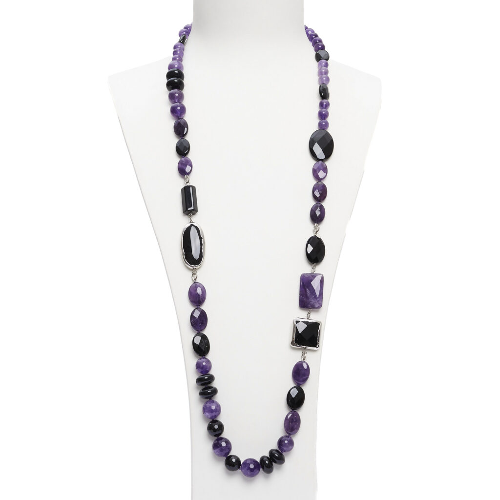 Ketting van zwarte agaat en amethist, met Scontornato