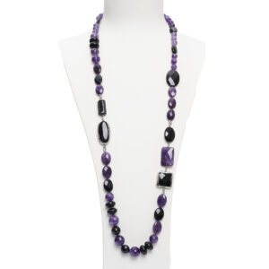 Ketting van zwarte agaat en amethist, met Scontornato