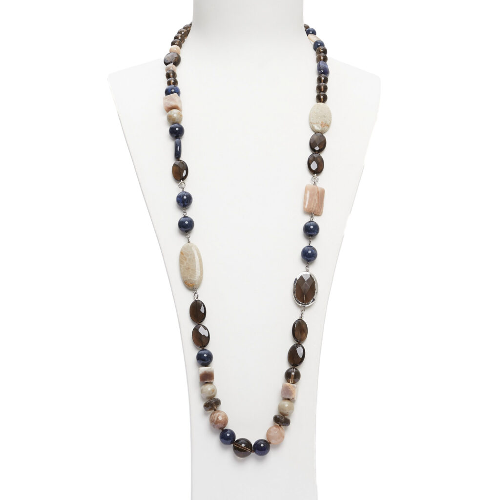Collana in Pietra di Luna, Fumè e Dumortierite