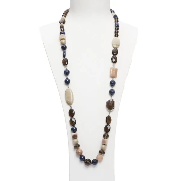 Collana in Pietra di Luna, Fumè e Dumortierite