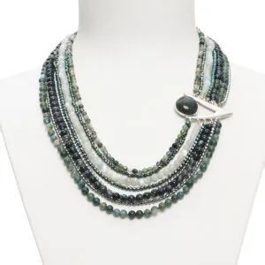 Collana otto fili in Agata Muschiata e Pietra di Luna