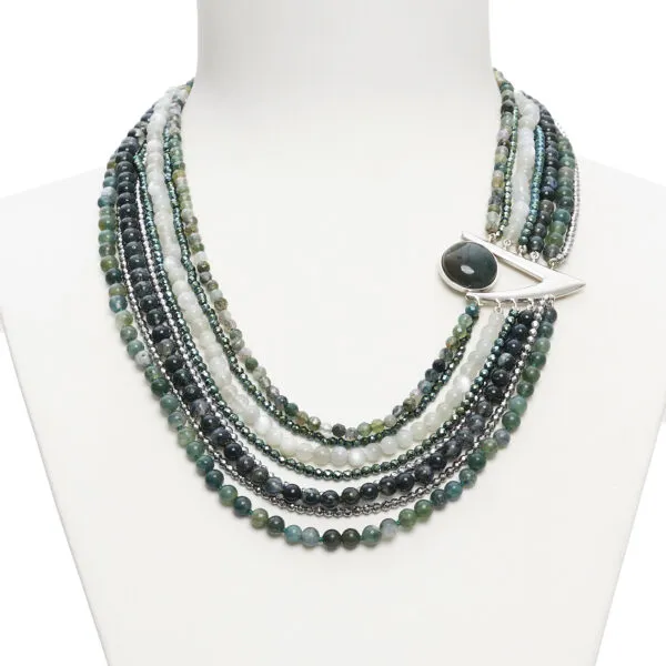 Collana otto fili in Agata Muschiata e Pietra di Luna