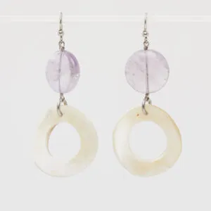 Boucles d'oreilles en corne et améthyste