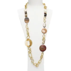 Collana in Aragonite e Diaspro del Madagascar, con Corno