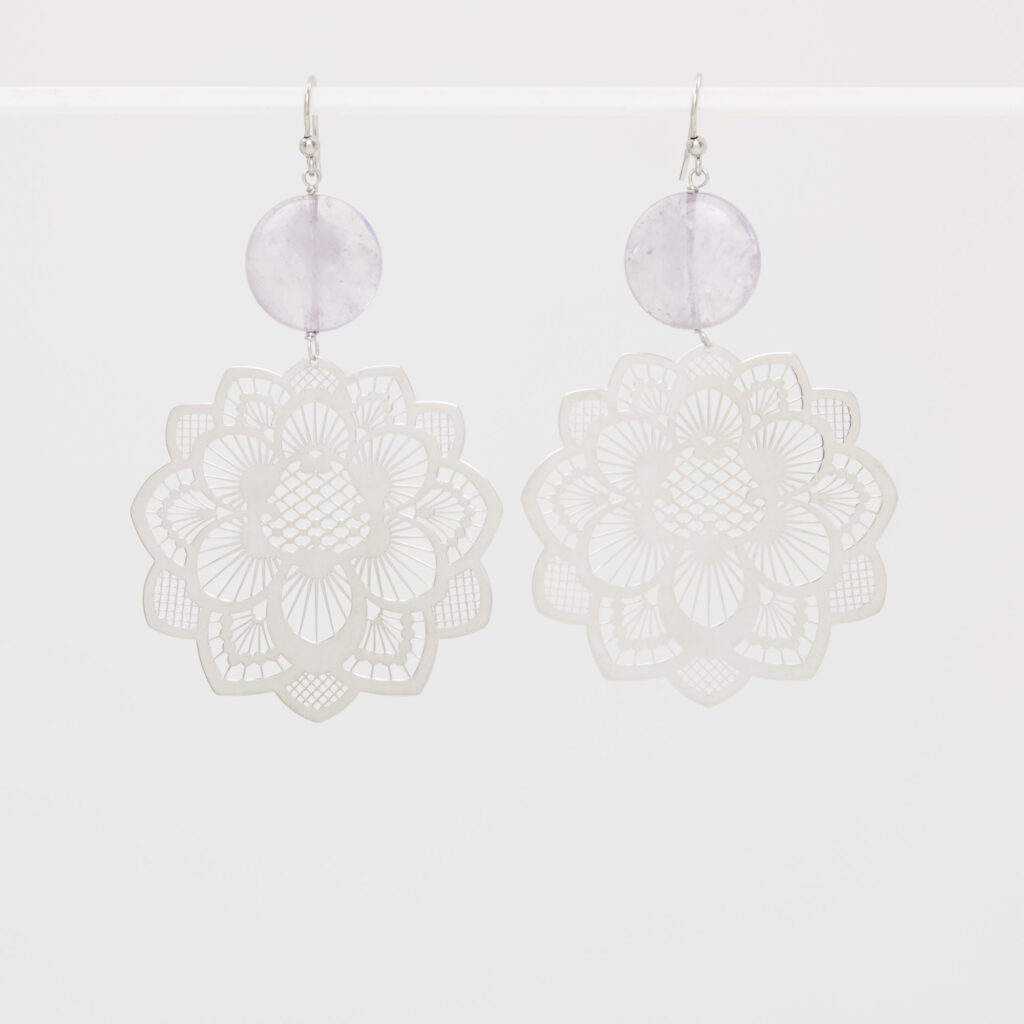 Orecchini con elementi in Argento ed Ametista