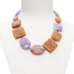 Collana corta rilegata in Ametista ed Aragonite