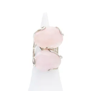 Anello Regolabile in Argento a due pietre con Morganite