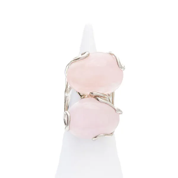 Anello Regolabile in Argento a due pietre con Morganite