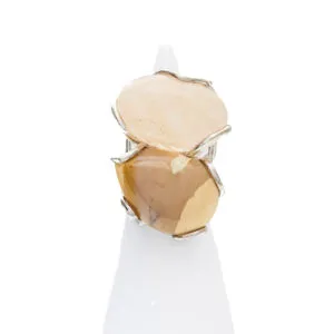 Anello Regolabile in Argento a due pietre con Morganite e Diaspro