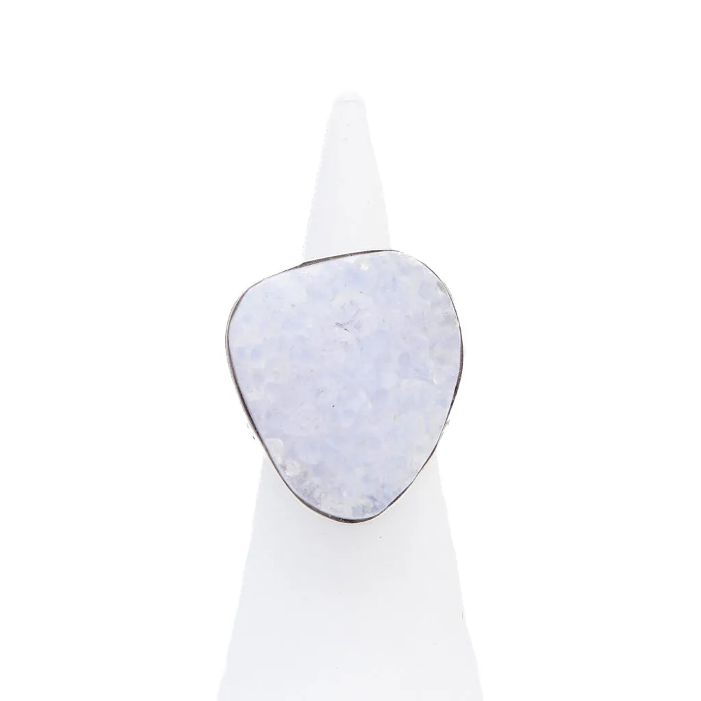 Zilveren verstelbare ring met gekristalliseerde chalcedoon