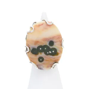 Anello Regolabile in Argento con Diaspro Oceanico