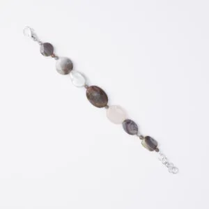 Bracciale a cavetto in Agata Botswana, Perle e Morganite