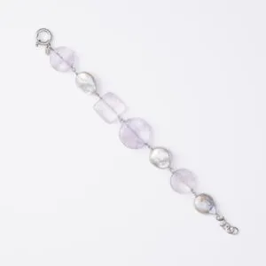 Bracciale rilegato in Perle di Fiume, Ametista ed Argento