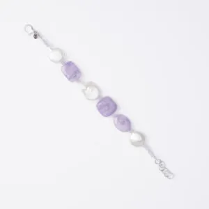 Bracciale Rilegato Ametista e Perle, con Argento