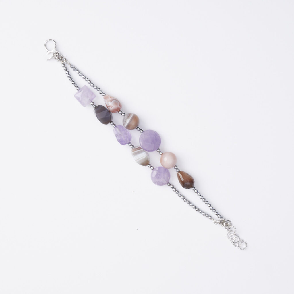 Bracciale infilato Ametista ed Agata Botswana