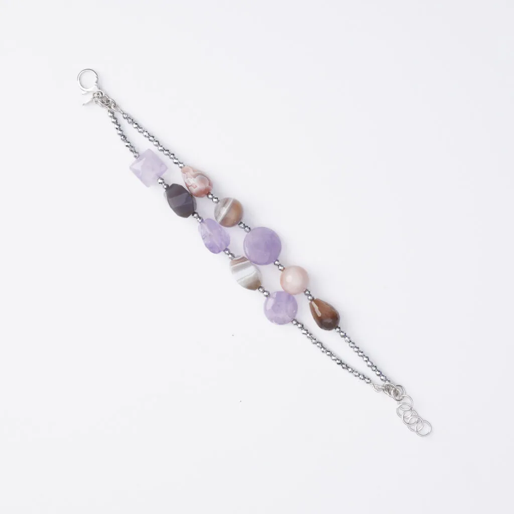 Bracciale infilato Ametista ed Agata Botswana