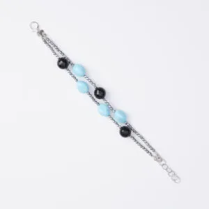 Bracciale a due fili in Pasta di Turchese ed Agata Nera