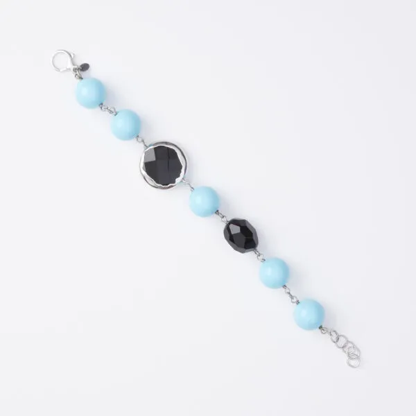 Bracciale in Pasta di Turchese ed Agata Nera Scontornata