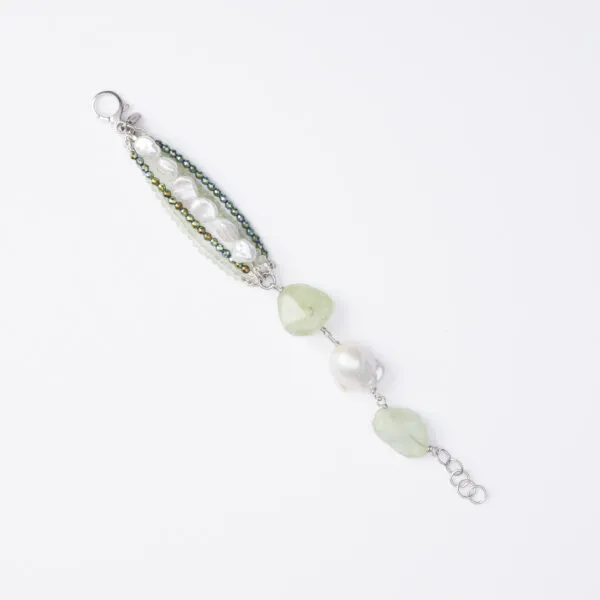 Bracciale a due fili in Pietra di Luna e Perle