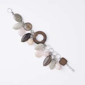 Bracciale Rilegato con Morganite, Ebano e Corallo Fossile