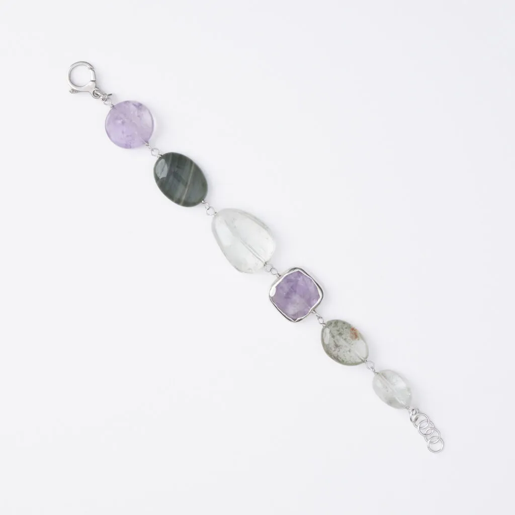 Bracciale infilato con Ametista Scontornata e Lodolite