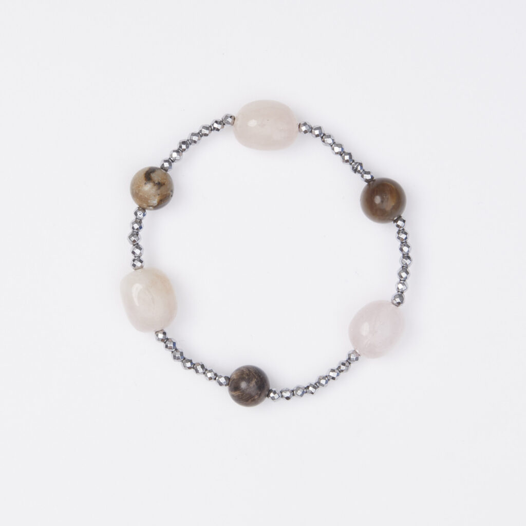 Hematiet, Morganiet en Jaspis Elastische Armband