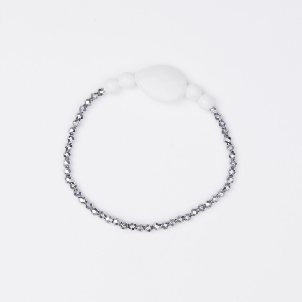 Bracciale Elastico in Ematite ed Agata Bianca