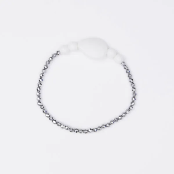 Bracciale Elastico in Ematite ed Agata Bianca